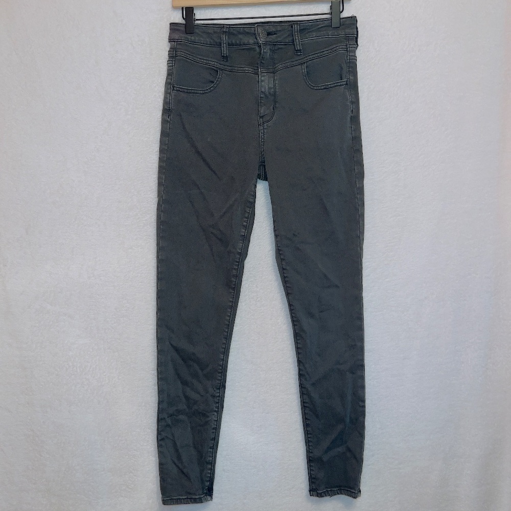 American Eagle AE Gray Wash Super Stretch Super Hi Rise Jegging Jeans 8 Short